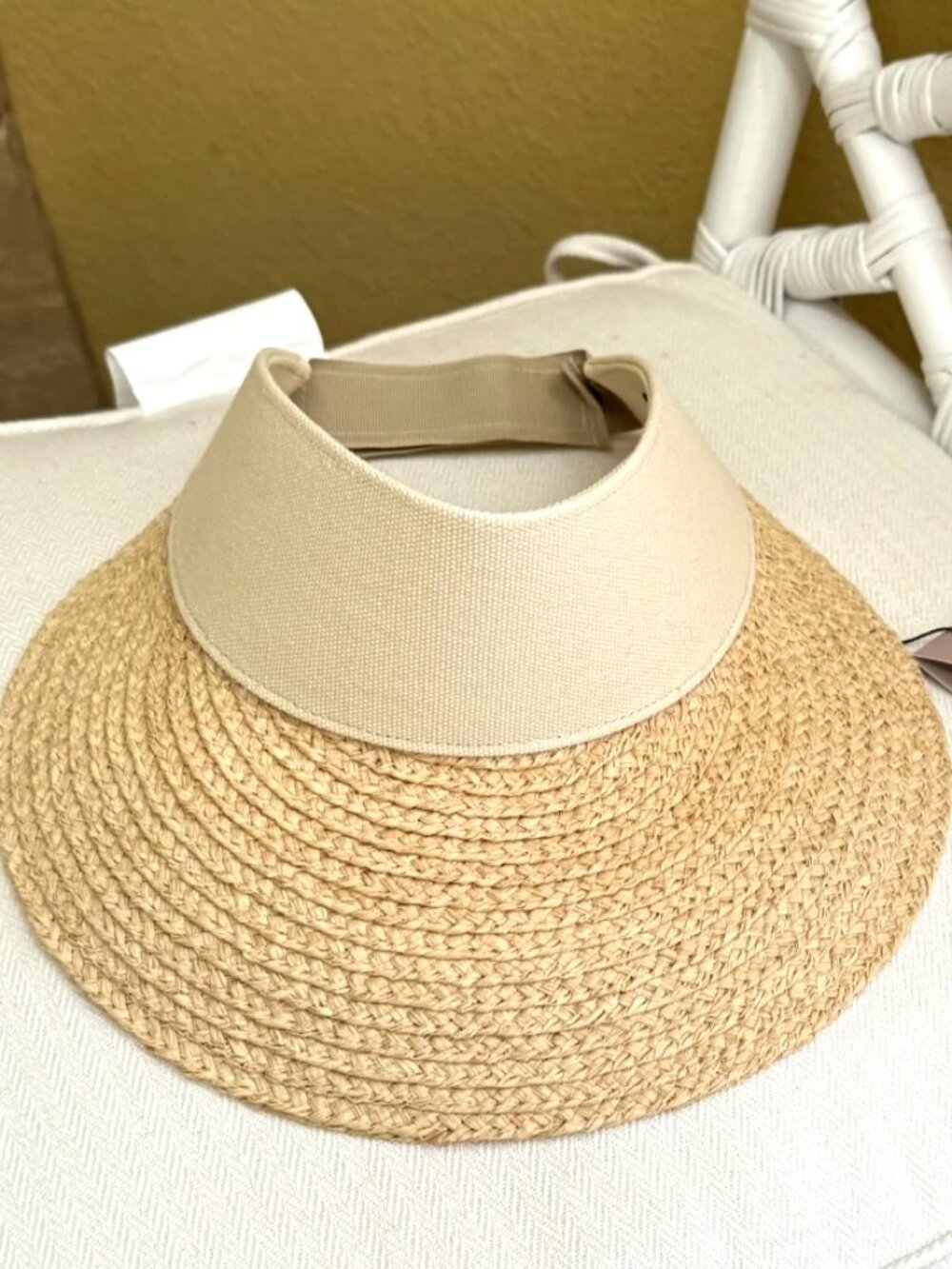 WYETH Effie Natural Straw Cotton Sun Visor Hat UPF 50+ NWT